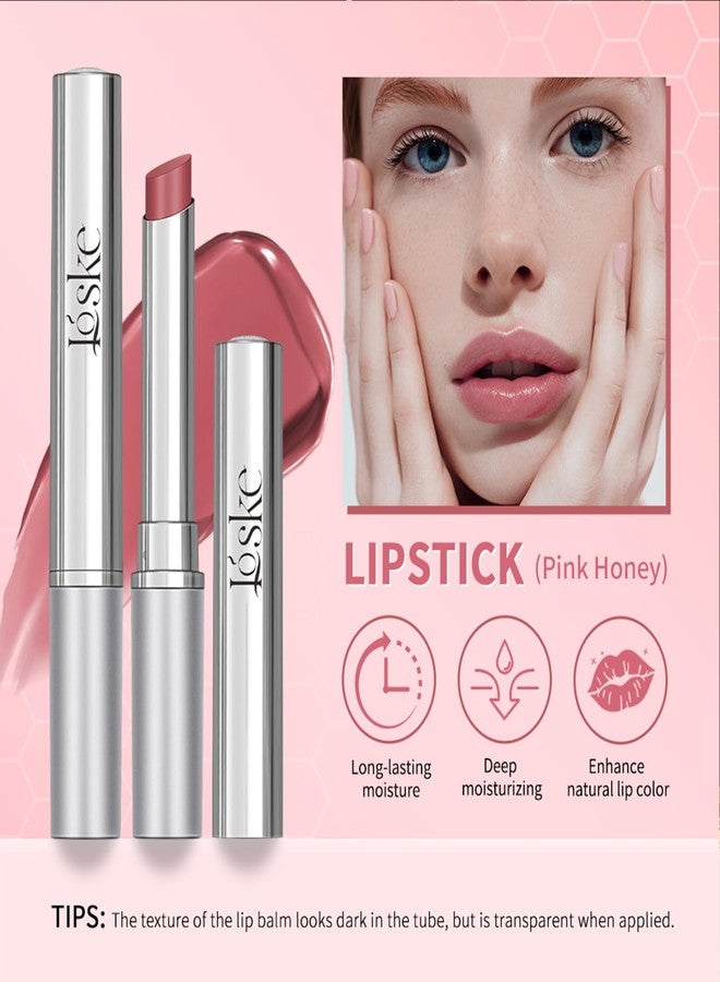 Loske Honey Lipstick, Moisturizing Natural Lip Color, Hydrating Long Lasting Glossy Finish with Honey for Smooth Soft Lips, Smooth Application, Daily Wear (2PCS Pink) - Image 3